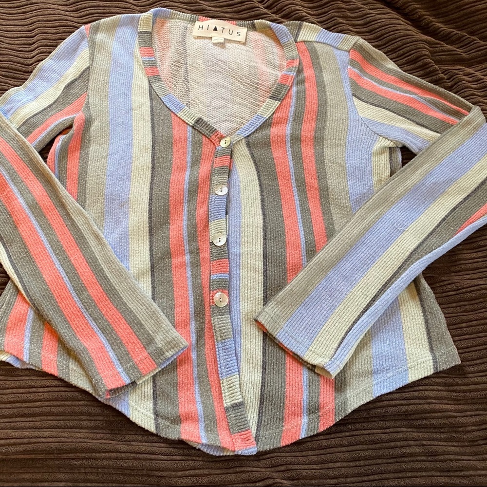 Hiatus Button Down Striped Sweater